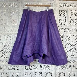 Vintage The Real Leather Jacket Asymmetric High Low Purple Genuine Leather Skirt